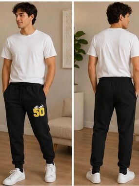 Peanuts Black Joggers with Yellow '50' Graphic
